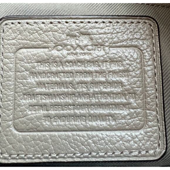 Women's Vintage Coach‎ Mercer Taupe Gray Pebbled Leather Large Tote Bag - Picture 3 of 5